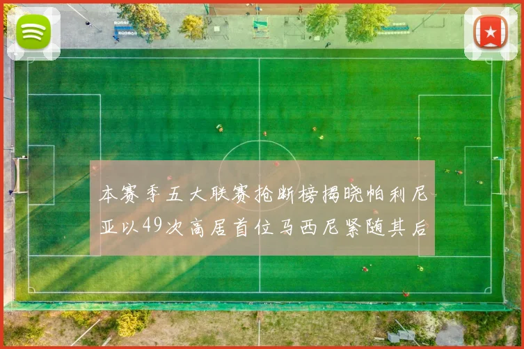 本赛季五大联赛抢断榜揭晓帕利尼亚以49次高居首位马西尼紧随其后